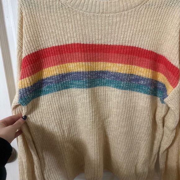 Bicaal Cream Sweater with Colorful Stripes - Picture 5 of 5